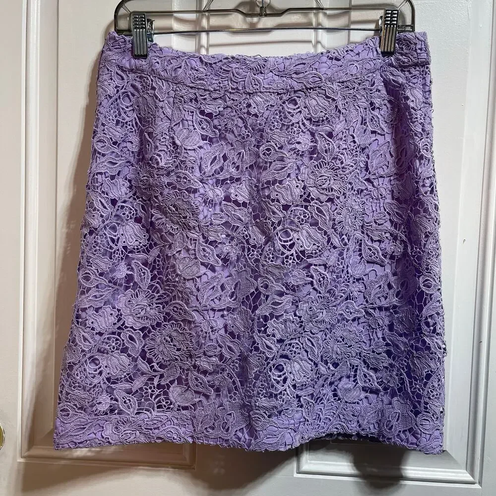 Boston Proper Womens Lace Purple Mini Skirt Sz 8